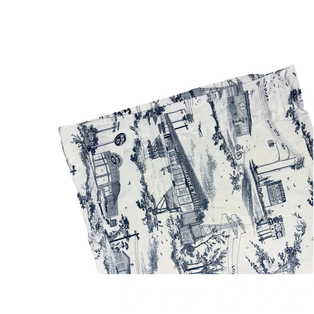 Dirty Linens Co. Pair of Toile Pillowcases Blue White Toile Print Cotton 2